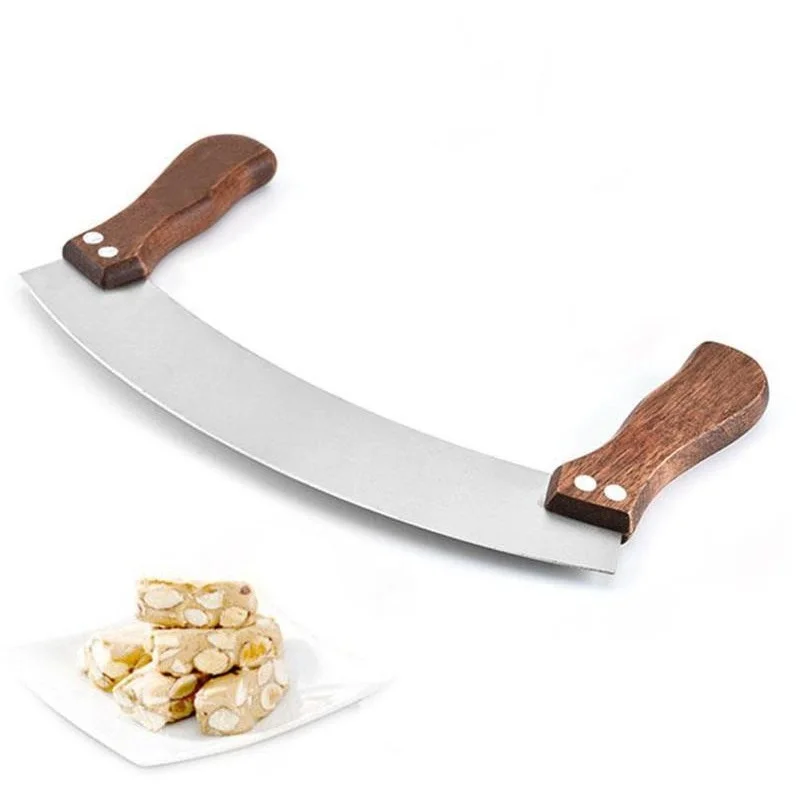 Stainless Steel Pizza Knife Nougat Handle Swing Cutter Scraper Double Bing Cutter Baking Tool Cookies Kitchen Bakeware pizza cutter pizza knife