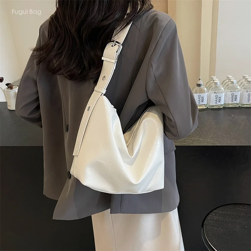 Large Capacity Commuting Minimalist Women's Underarm  New Tote Handbag Wide Shoulder Strap Single Shoulder Crossbody Bag