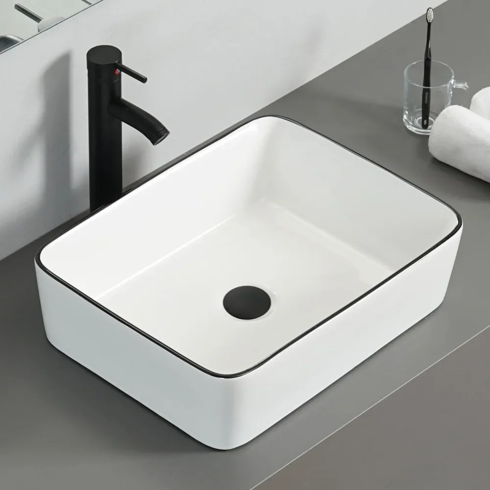 Bathroom Vanity, Modern Wood Fixture Stand Pedestal Bathroom Cabinet with Square Ceramic Vessel Sink Top