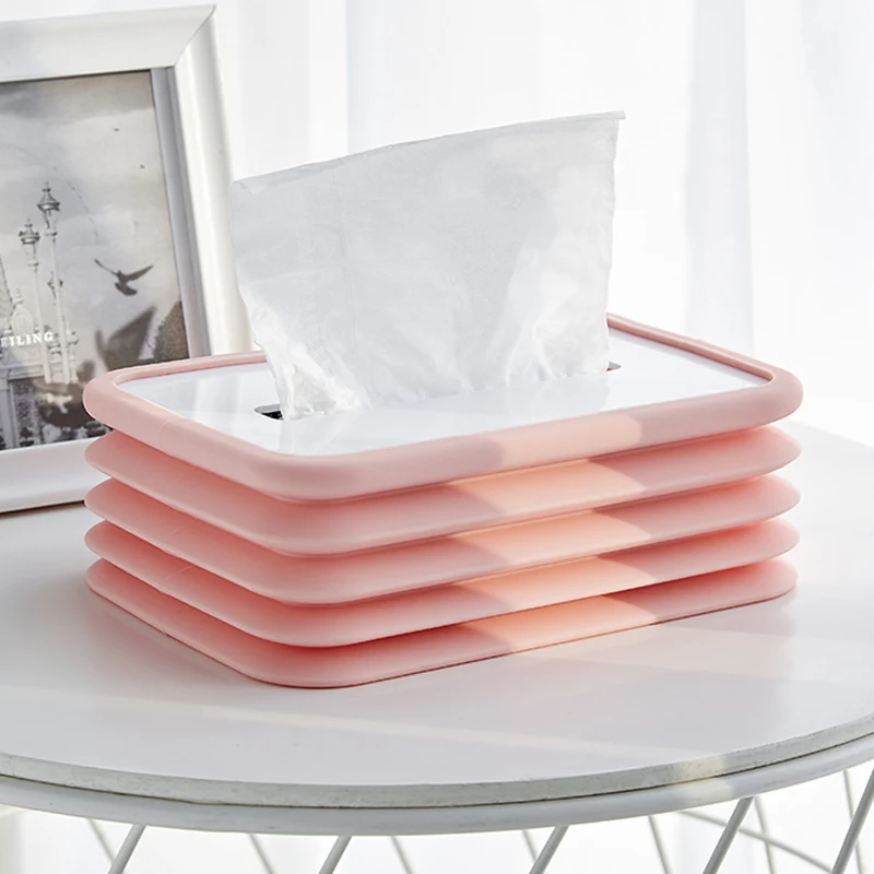 Silica Gel Paper Towel Box Folding Lifting Paper Drawer Household Living Room Desktop Tea Table Simple Creative Napkin Paper Box 3