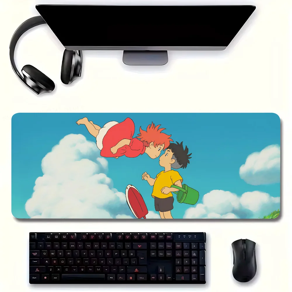 Anime P-Ponyo On The Cliff Mouse Pad Large Mouse Mat Pink Office Desk Mat Laptop Gaming Large Mousepad 3