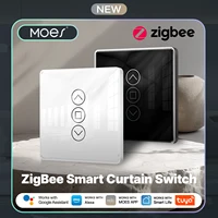 MOES Tuya ZigBee Smart Curtain Switch, 2.5D RF433 Arc Glass Touch, App Control, Works with Alexa & Google Home