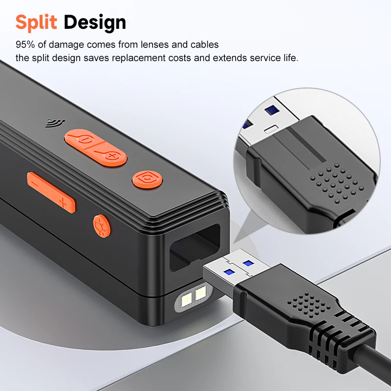 WiFi Borescope 3.9mm 8mm 1080P Camera for iOS/Android Wireless Waterproof Endoscope Split Design Rigid Cable for Inspection Pipe 6