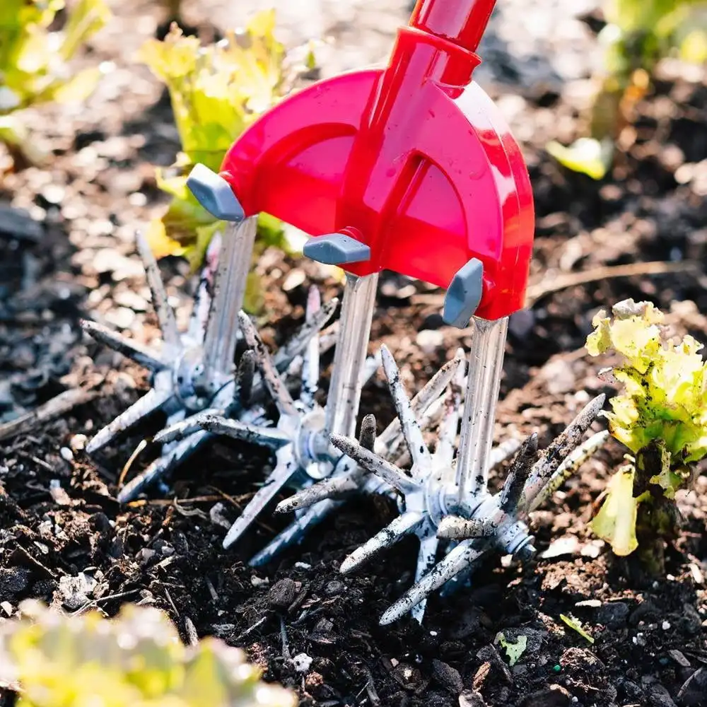 Steel Rotary Garden Cultivator with Long Handle 3