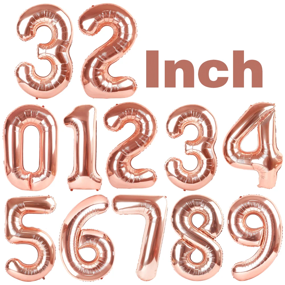 32 Zoll große Zahl Roségold Nummer 30 Ballonfolie Mylar Helium Nummer Digital 3 0 Ballon Geburtstagsfeier Jubiläumsdekoration – Detail 2