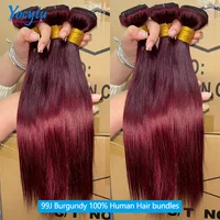 YOCYTU Burgundy Tissage Cheveux Humains 99J Meche Tissage Humain Hair 24 24 24 Pouces Lot De Tissage Cheveux Humain Lisse Tissage Naturel Brésilien 12A Tissage Brésilien Haut Qualité Tissage 100% Raw Haïr Bundles 1