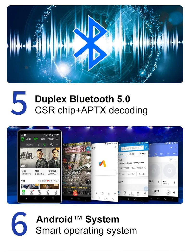 Yophoon-wifi Mp4 Player Android 8.1 Mp3 Leitor de Música Bluetooth Walkman Spotify Pandora Maré Deezer Novo - Image 4
