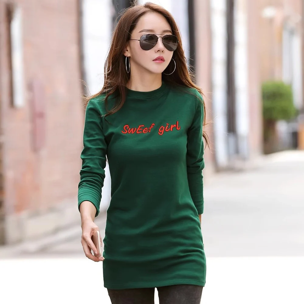 

Korean version long sleeved T-shirt for women's spring/summer new fashion light luxury embroidery casual oversized slim fit top
