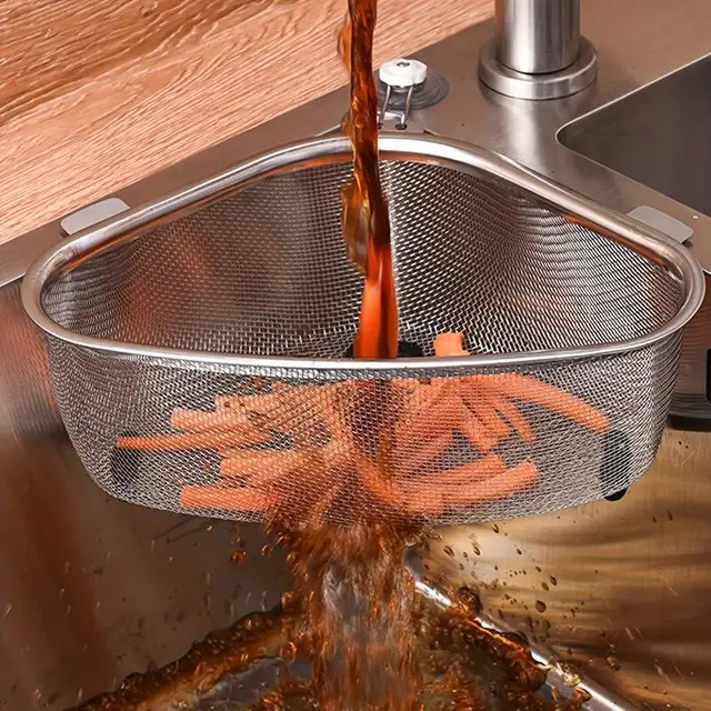 Stainless Steel Sink Strainer Basket Leak-proof, Mesh Storage for Produce, Easy to Clean, Corrosion Resistant & Durable. 3