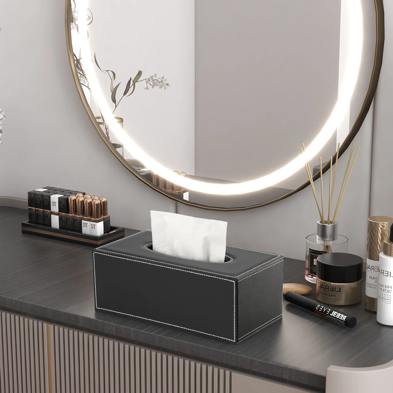 Ever Perfect Modern Marble Tissue Box Cover Faux Leather Napkin Dispenser Toilet Paper Holder Home Decoration Towel Tissue Case 6
