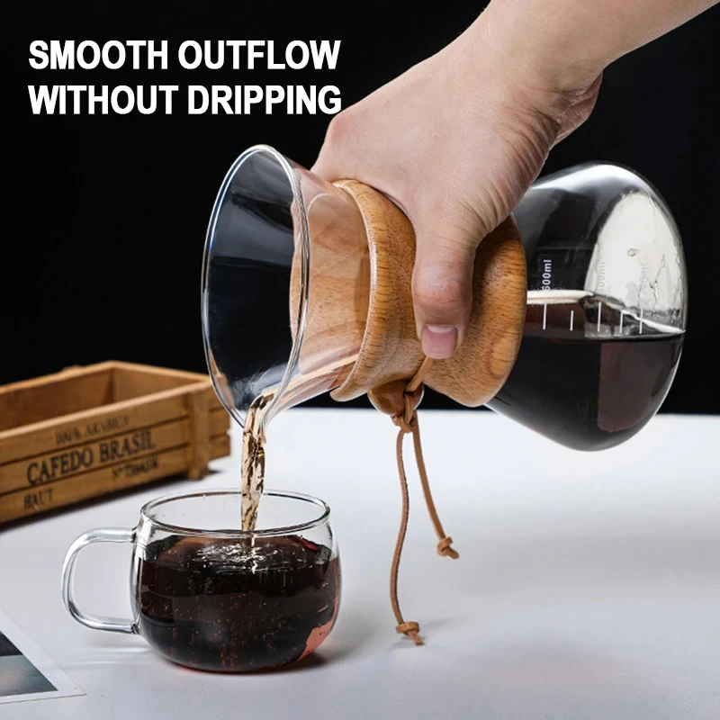 Coffee Maker Hand Glass Coffee Kettle 400ML-1L Stainless Steel Filter Dripper