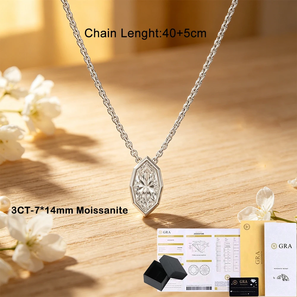 3CT 마르퀴즈 컷 모이사나이트 다이아몬드 펜던트 목걸이 여성용 랩 다이아몬드 도금 18k 골드 주얼리 선물