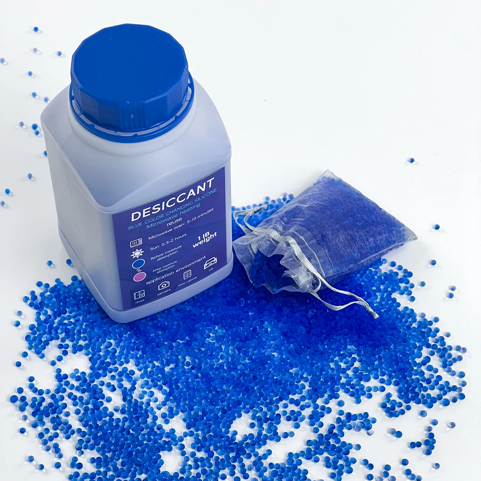 Hominas Blue Replacement Desiccant Silica Gel Beads, Reusable Silica Gel Desiccant Humidity Absorber Beads For Remove Moisture Wardrobe Camera - View #2