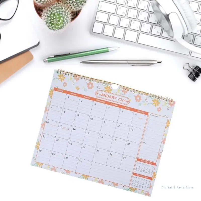 

M17F 2023-2024 Wall Calendar 18 Monthly Calendar Jul. 2023-Dec. 2024 Twin-Wire Binding Hanging Calendar Ruled Blocks 17x12In