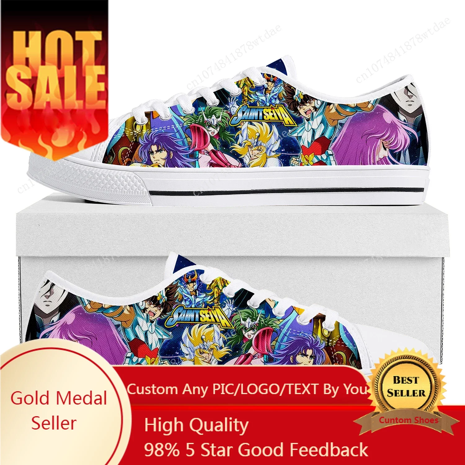 

Saint Seiya Low Top Sneakers Womens Mens Teenager High Quality Canvas Sneaker Couple Japanese Comics Manga Custom Made Shoes