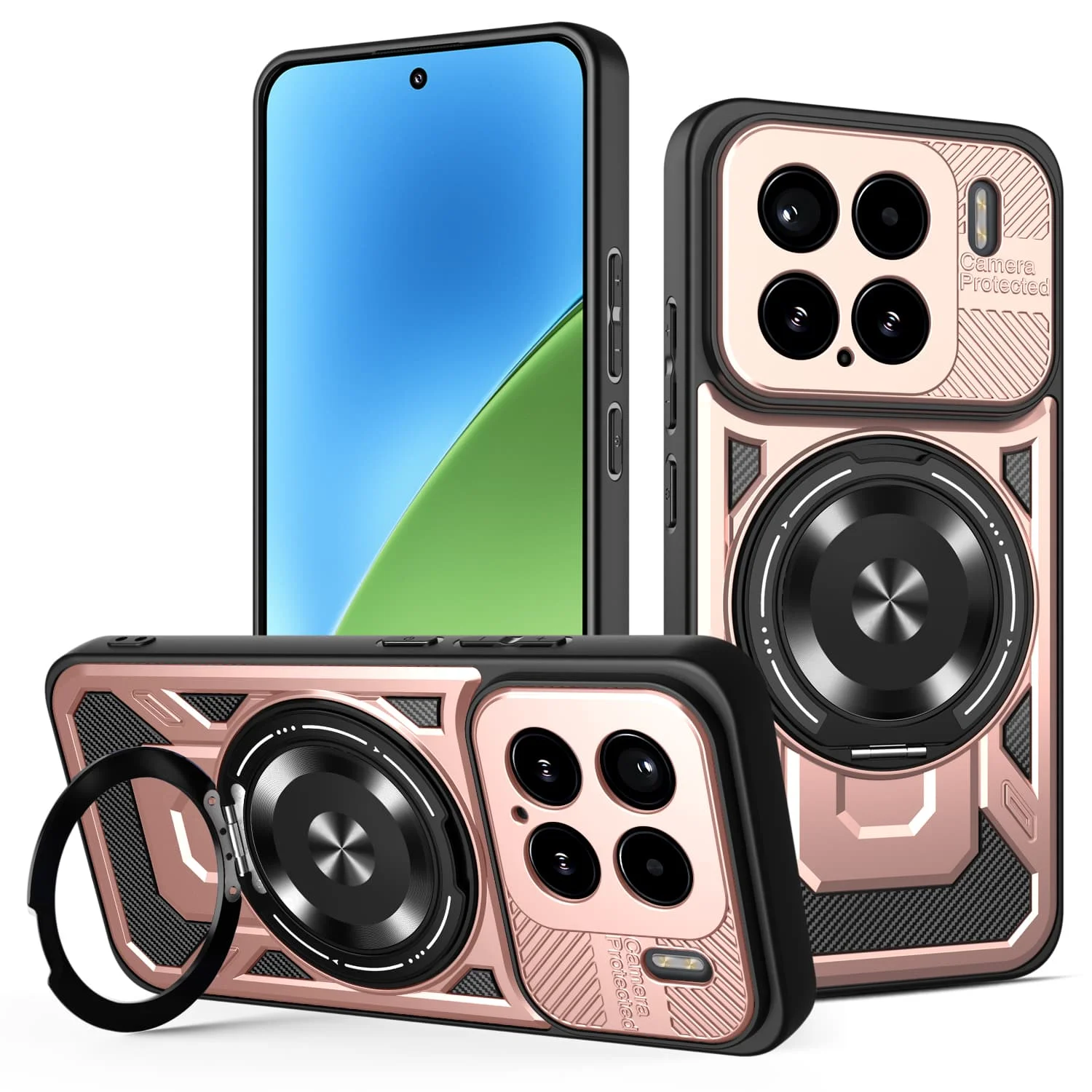 Shock Proof Armor Case with Magnetic Heavy Duty Rugged Ring Kickstand Protection