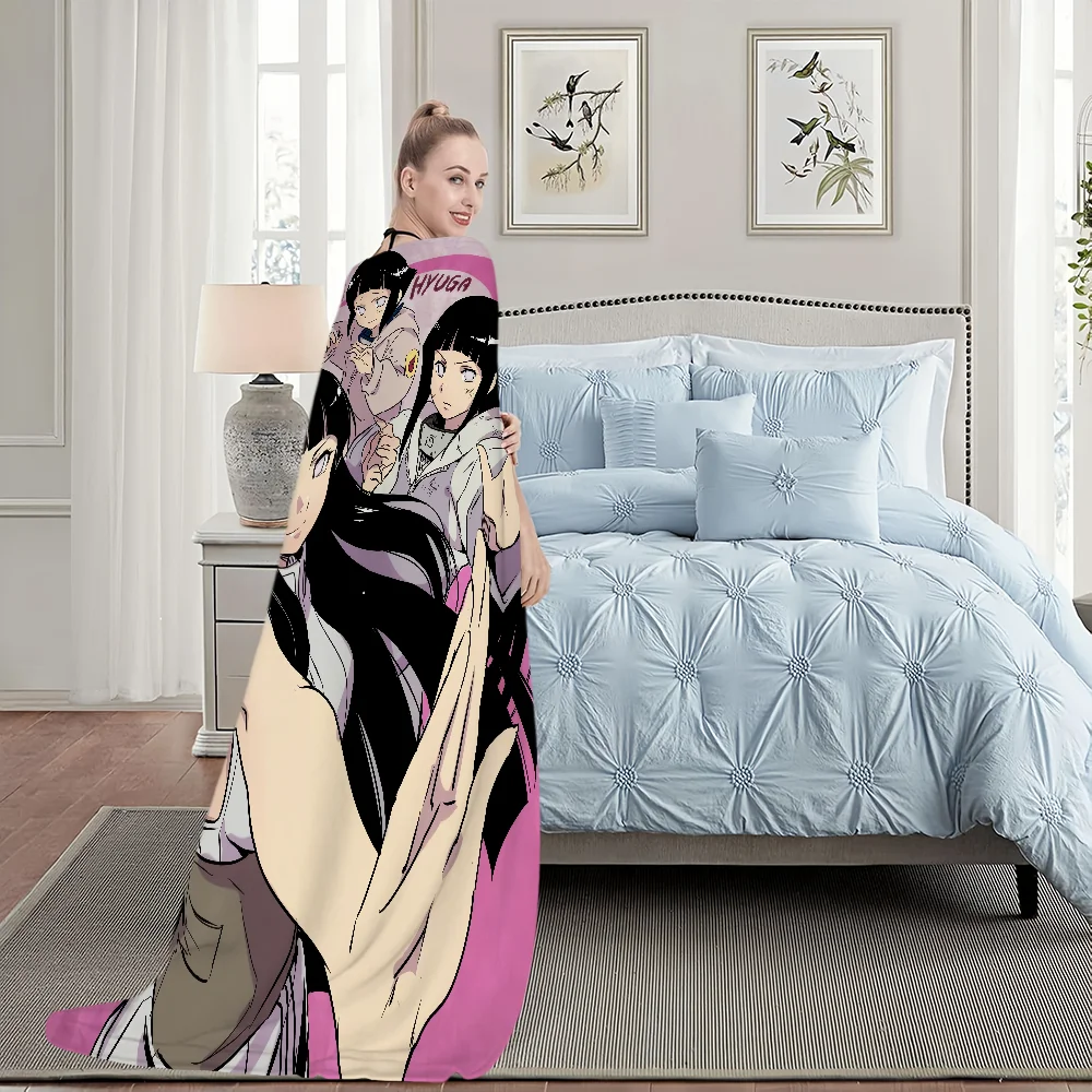 Warm Soft h-Hinata Plush Anime Nap Blankets Sofa h-Hyuuga for Living Room Office Bedroom Home Travel cartoon Kid Gifts Flannel 4