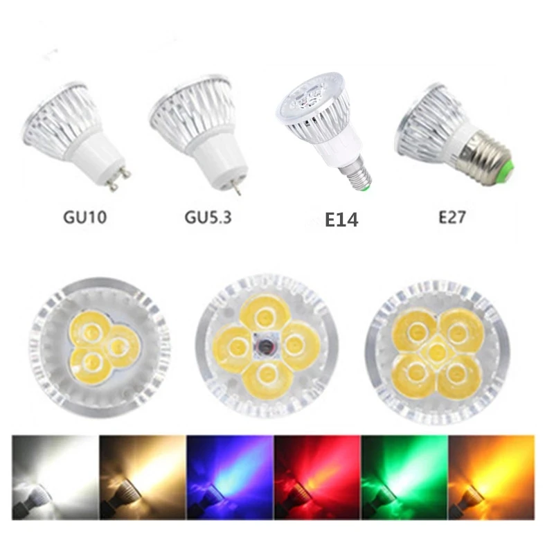 lighting GU10 E27 GU5.3 LED Spotlight Dimmable  LED Lamp 3W 4W 5W 110V 220V Red green blue Lampada LED Bulbs light Spot Candle