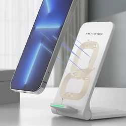 15W Wireless Charger Stand Pad with Induction Fast Charging Dock Station (White No Cable)
