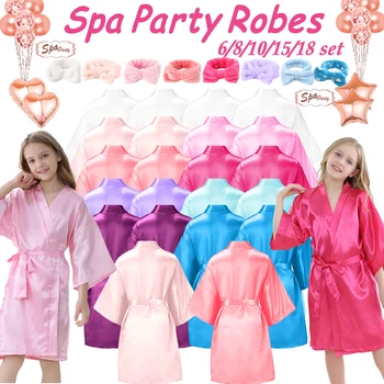 6-18Set Spa Abiti da festa per ragazze Abiti spa per ragazze Forniture spa Kimono Abito in raso Pigiama pigiama Festa di compleanno Pigiama 1