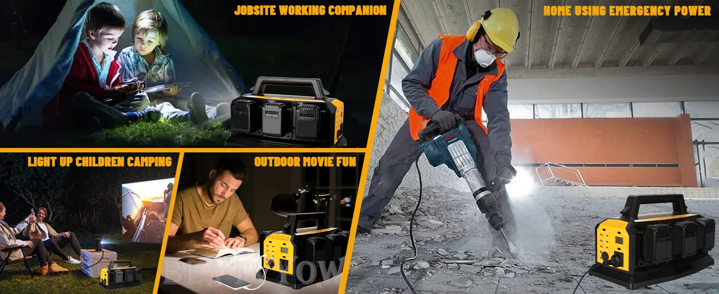 1000W Power Inverter 6A Battery Charger Compatible with Dewalt 20V Li-ion Batter