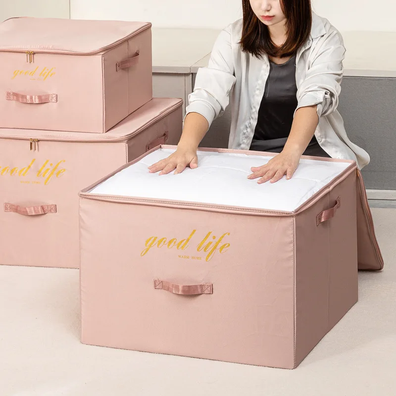 Joybos Foldable Leather Storage Box for Clothes Large Capacity