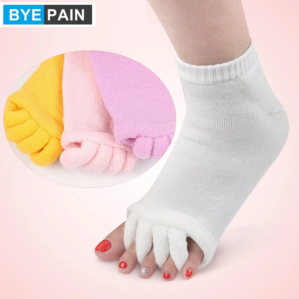 1pair Byepain Five Toes Separators Foot Sock Hallux Valgus Corrector Bunion Adjuster Foot Care