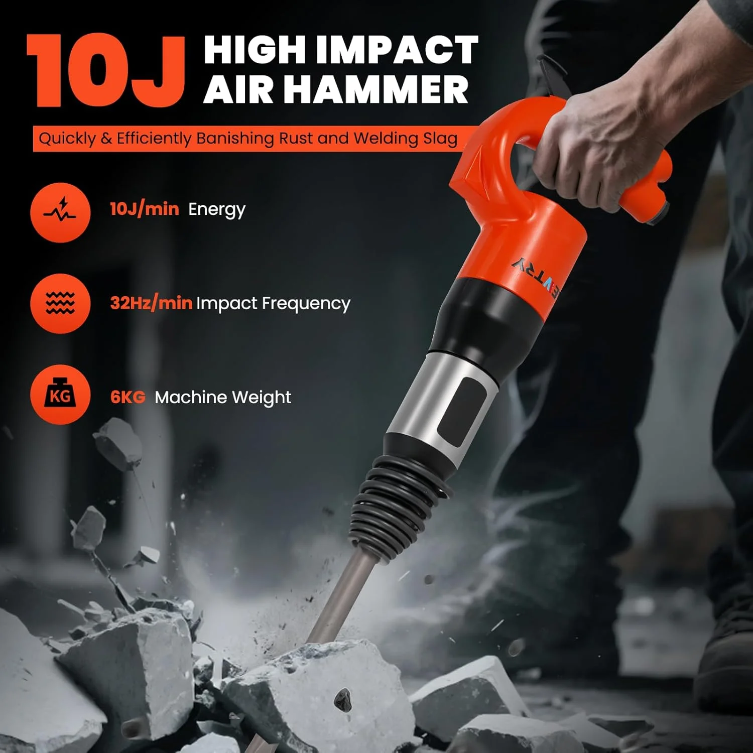 Pneumatic Hammer Shovel 21L/S Air Chisel Powerful Air Chipping Hammer Concrete Breaker Open Air Shovel