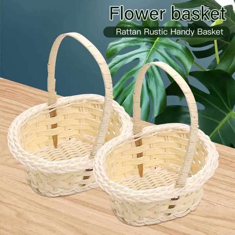 Hand Made Wicker Basket Wicker Flower Basket Shopping Storage Hamper And Handle Wooden Wicker Picnic Basket Fruit Basket 3