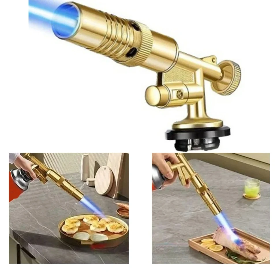 Portable Gold Copper Gas Welding Torch High Temperature Flame BBQ Cooking Brazing Tool for Outdoor Heating And Metal Joining