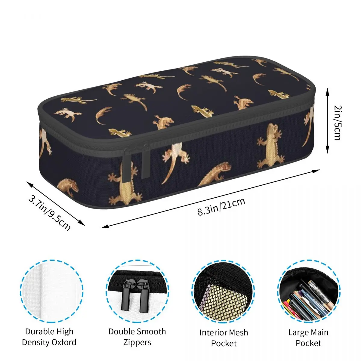 Cute Little Crested Geckos Pencil Cases Big Capacity Pen Bags Pen Box Pencil Pouch For Boys Girls Students Stationery School