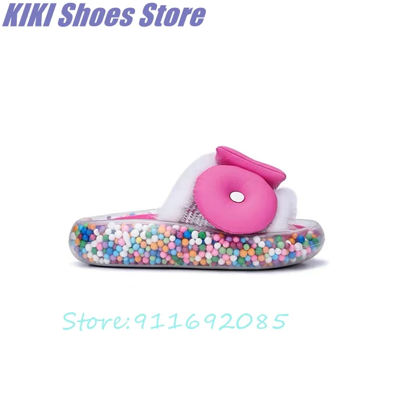 

Dopamine color transparent air cushion open-toed sandals women's spring and summer new sweet thick-soled single shoe slippers