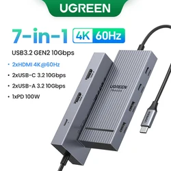Premium USB - C Hub with 4K HDMI, 10Gbps Data Transfer, and 100W Power Delivery (7 - in - 1 2HDMI)