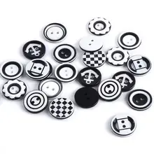 8pcs/lot Black White Resin Buttons for DIY Women Kids Clothing Crafts Card Making Flatback Embellishments Sewing Accessories