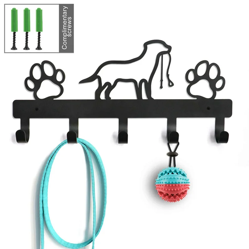 

5/7 Hooks Metal Dog Leash Hanger Hook Wall-mounted Pet Toy Rack Key Rack Holder Storage Rack Hook Free Screws Pet Accessories