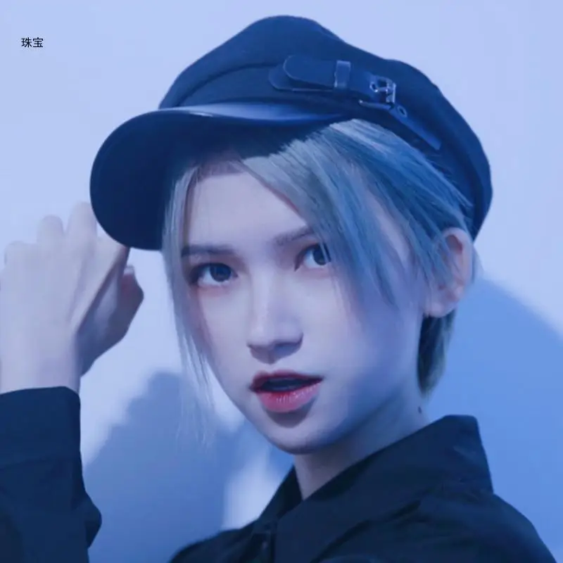 X5QE 레트로 베레모 빈티지 화가 모자 모자 한국어 가죽 버클 팔각형 모자 문학 화가 모자 소년 소녀 청소년을위한 선물