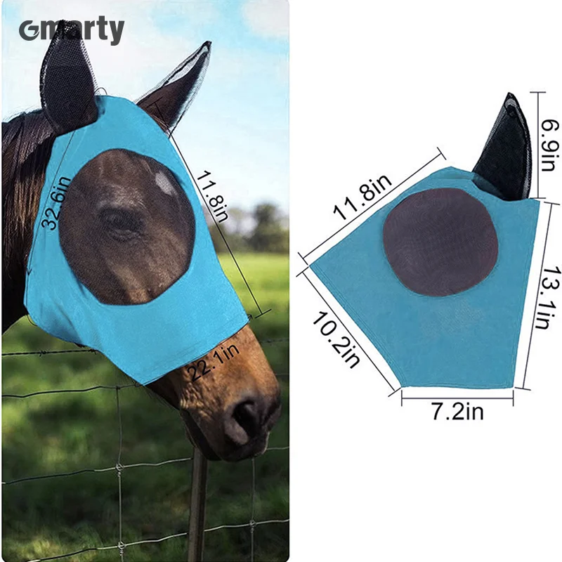 

1pc Anti-Fly Mesh Equine Mask Horse Mask Stretch Bug Eye Horse Fly Mask with Covered Ears Horse Fly Mask Long Nose with Ears