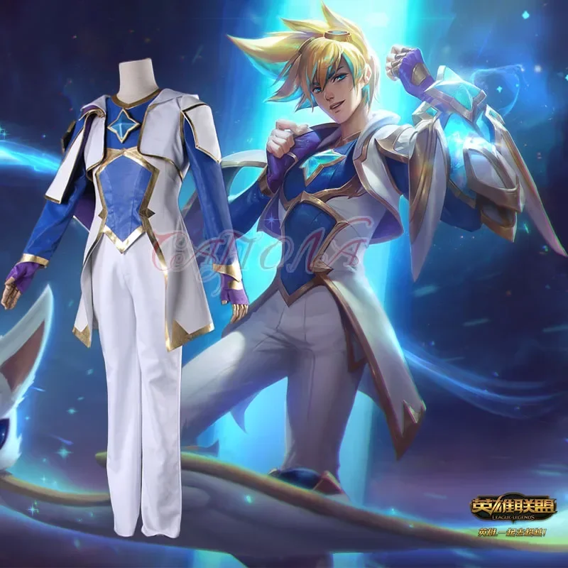 

Cafiona Горячая Игра LOL EZ Ezreal Косплей Костюм крутой и фантастический человек Набор Хэллоуин командные наряды