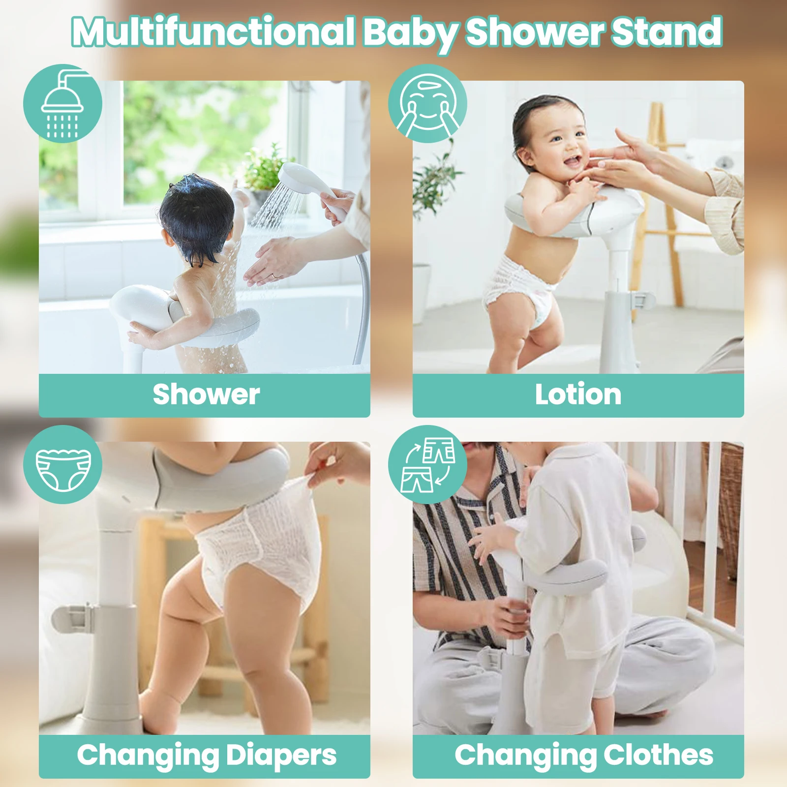 Adjustable Baby Bath Stand with Armrest