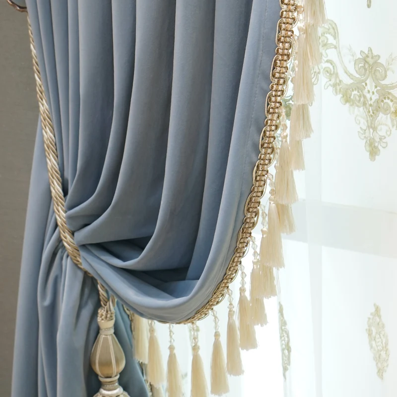

Ampusa Curtains Velvet Fabric Light Luxury European Style Atmospheric Curtains for Living Dining Room Bedroom