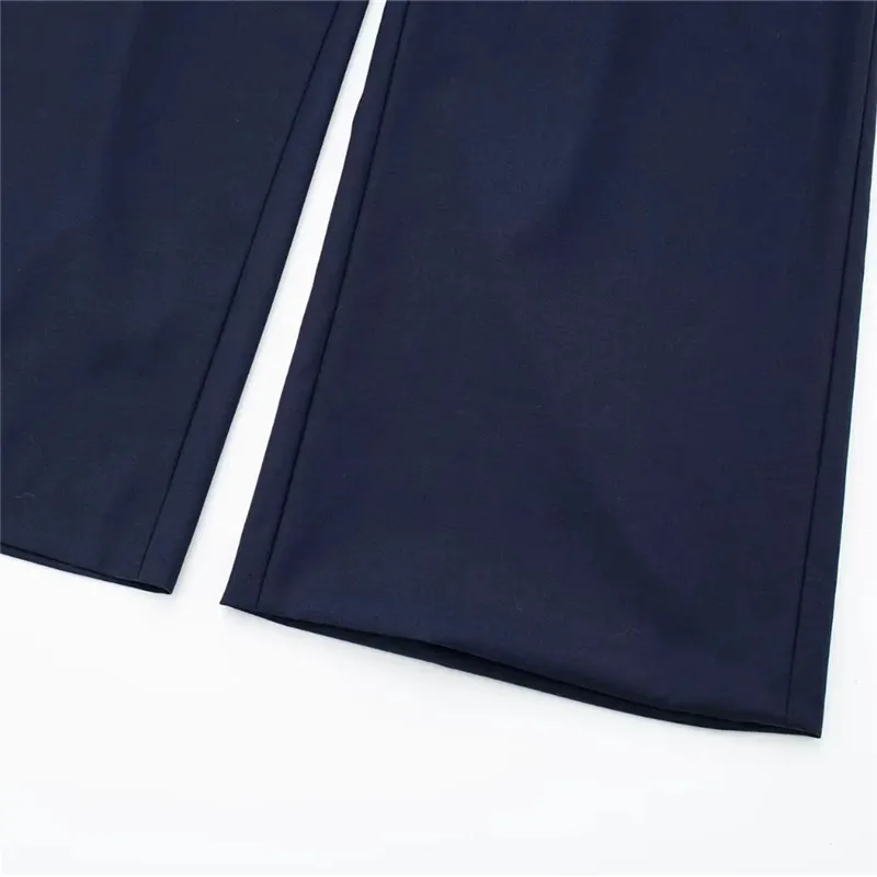 TRAF Women\'s Pants Contrast Baggy Pants Woman Fashion Mid-Waist Autumn Pants Straight Leg Office Wear Women\'s Formal Trousers