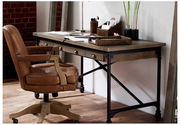 Scrivania Industriale In Legno E Metallo 100x60x75 Cm - Per Studio, Ufficio Casa E Computer - Foto 10