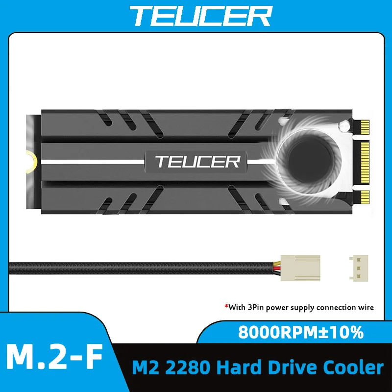 Teucer-nvme Radiador com Almofada Térmica do Silicone Dissipador 2280 Refrigerador da Circulação do ar pc Eficiente Ssd M.2