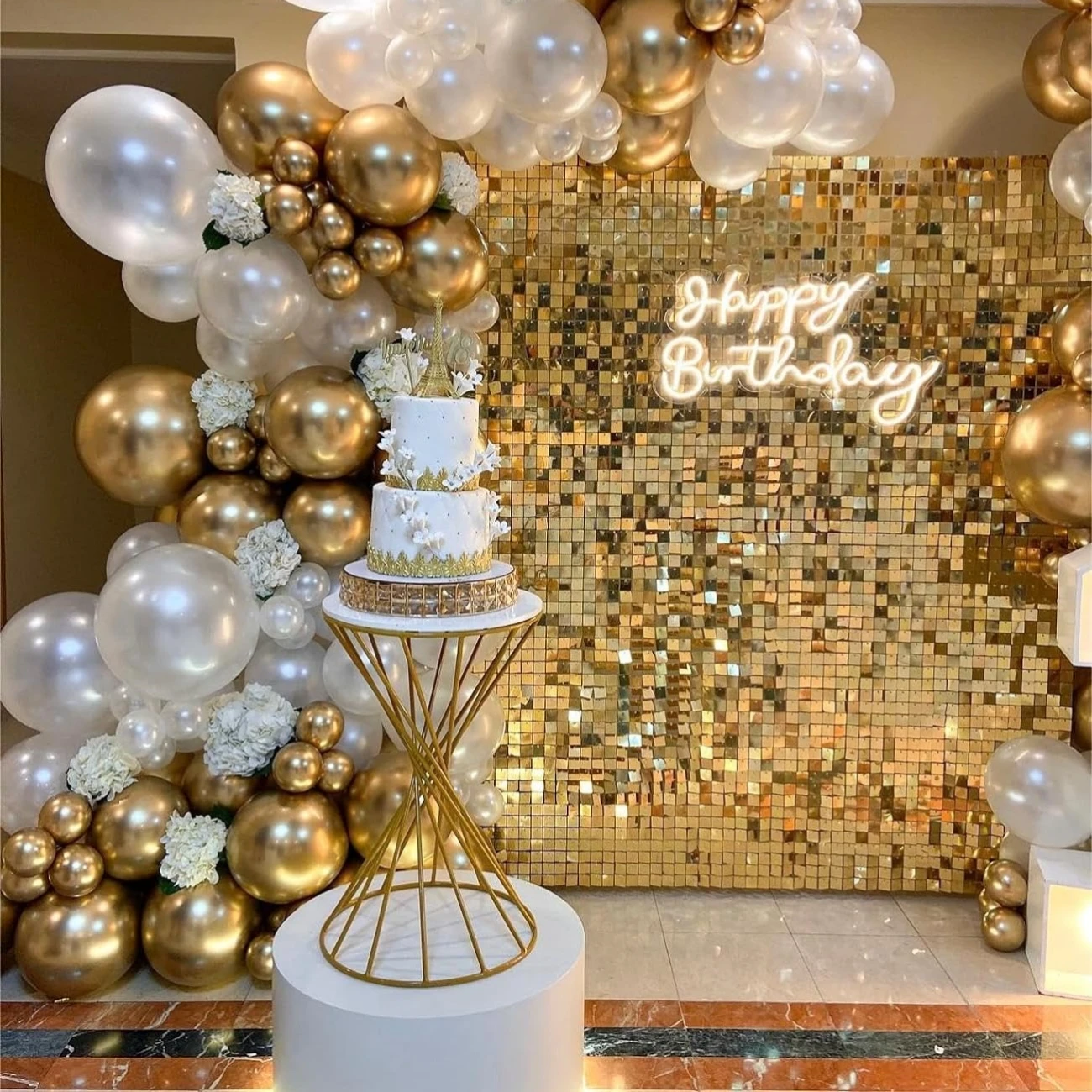 120-24PCS Shimmer Wall Panels Backdrop Square Glitter Sequin Panel Party Background Favor for Birthday Party Wedding Event Decor