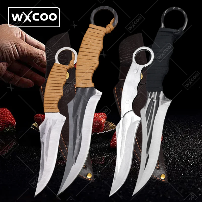 WXCOO Kitchen Knife Set Chef Buther Boning Knife Utility Slicing Meat Fish Cleaver Kitchen Knives Stainless Steel Handle kitchen knife set
