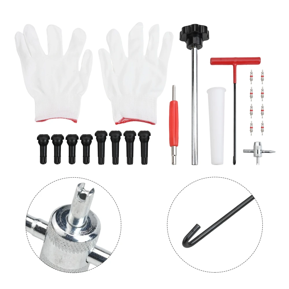 밸브 교체 퀵 체인지 4방향 타이어 밸브 툴 키트 T자형 훅 타이어 수리 도구 밸브 스템 리무버 자동차 트럭 타이어 액세서리