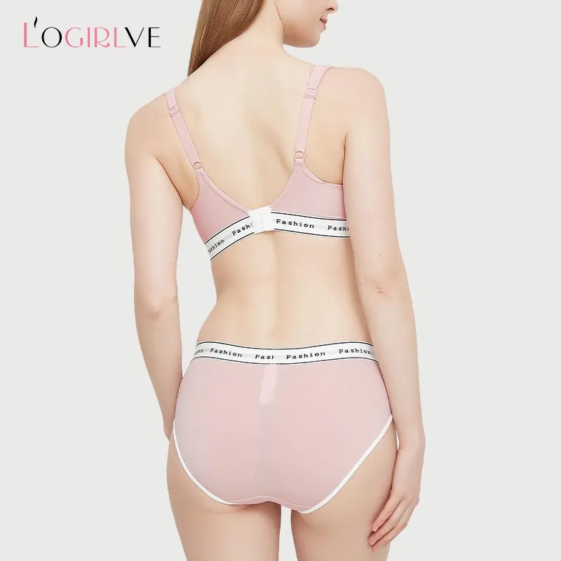 Logirlve French Thin Cup Lingerie Set Lace Bras High Quality Women Underwear Wireless Push Up Brassiere Breathable Bras Panties 2