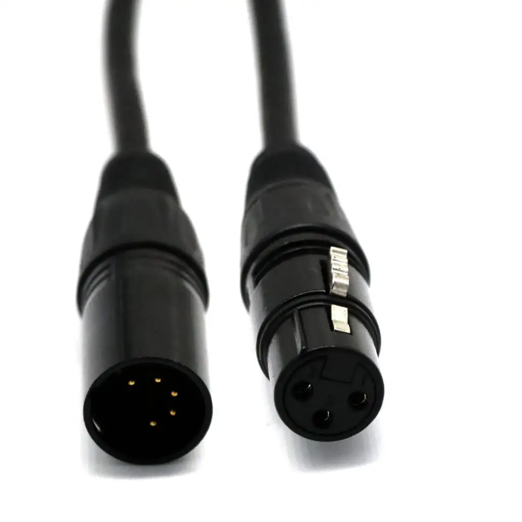 5-Pin DMX Male to 3-Pin XLR Female Cable Converter Wire Connector Adapter