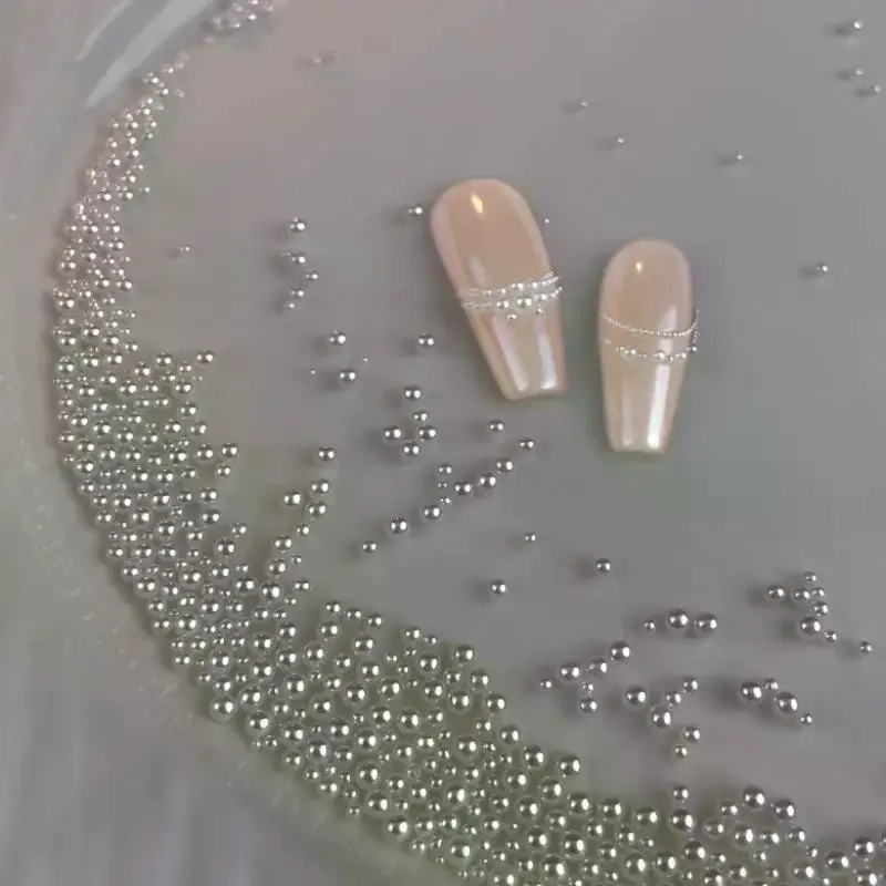 300-5000pcs/Bag Pearls Pure White Nail Beads Rhinestone Round 1-6MM Mixed Size High Brightness Pearls For DIY Manicure Decor