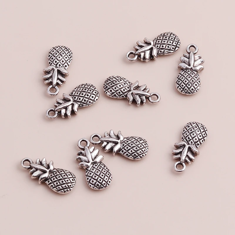 레슬리 20pcs 8*20mm 합금 금속 파인애플 참 펜던트 DIY 만들기 공예 팔찌 목걸이 수제 보석 액세서리